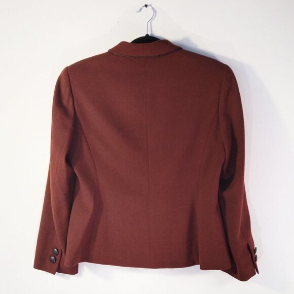 Kasper Vintage Blazer & Skirt Suit Maroon 100% Wool Stylish Statement Suit Sz10P - Picture 5 of 13